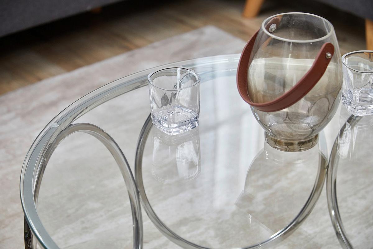 Couchtisch Silberfarben D: 80 Cm - Klar/Silberfarben, Design, Glas/Metall (80/80/40cm) - Livetastic