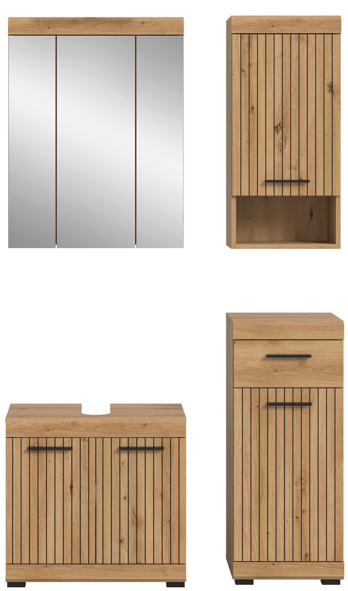 Badezimmer Scout Eiche Artisan Dekor B: 97cm - Schwarz/Eiche Artisan, Trend, Glas/Holzwerkstoff (97cm) - MID.YOU