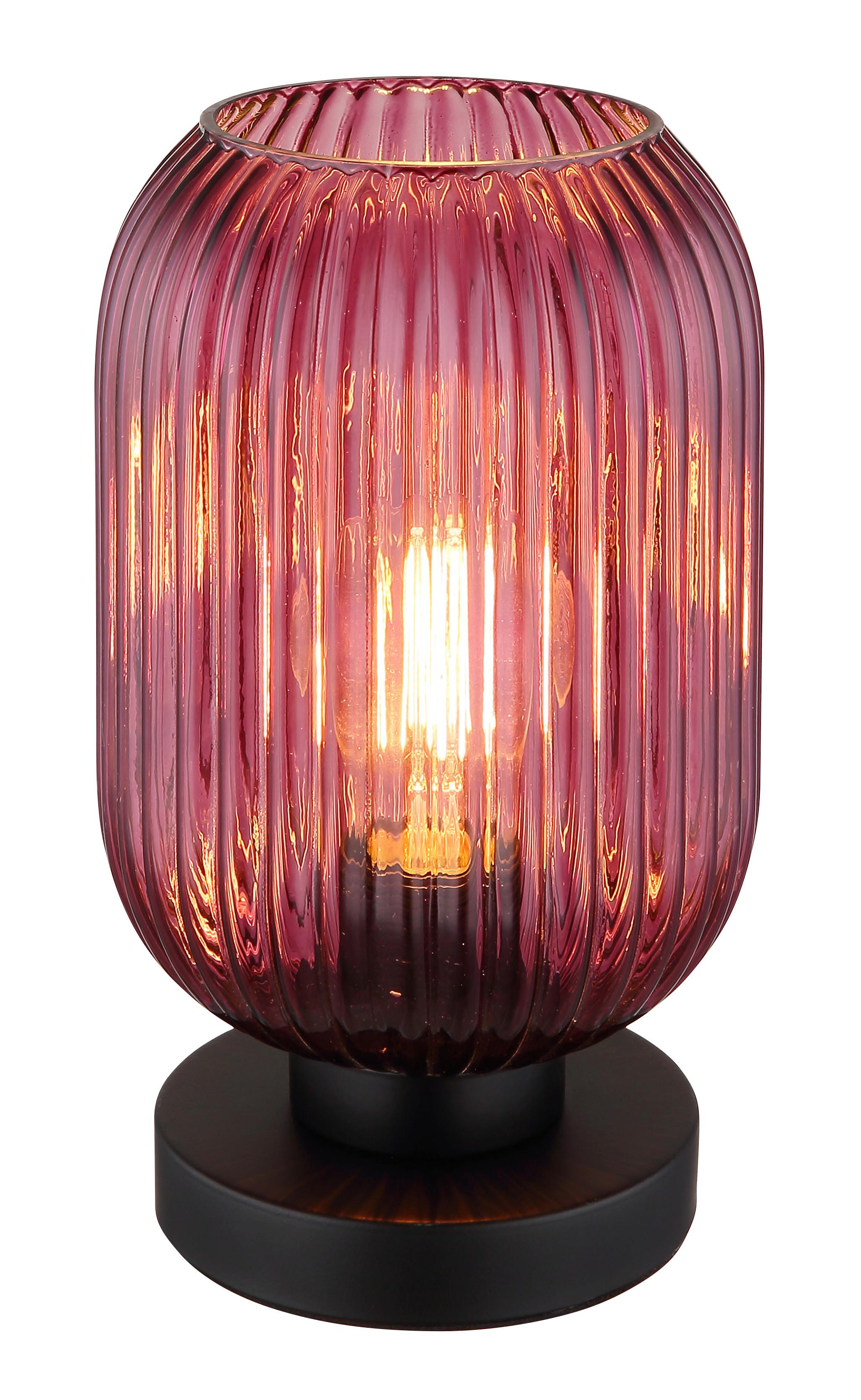 Tischleuchte 15469tp - Lila/Schwarz, KONVENTIONELL, Glas/Metall (14/24cm) - Globo