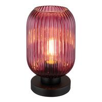 Tischleuchte 15469tp - Lila/Schwarz, KONVENTIONELL, Glas/Metall (14/24cm) - Globo