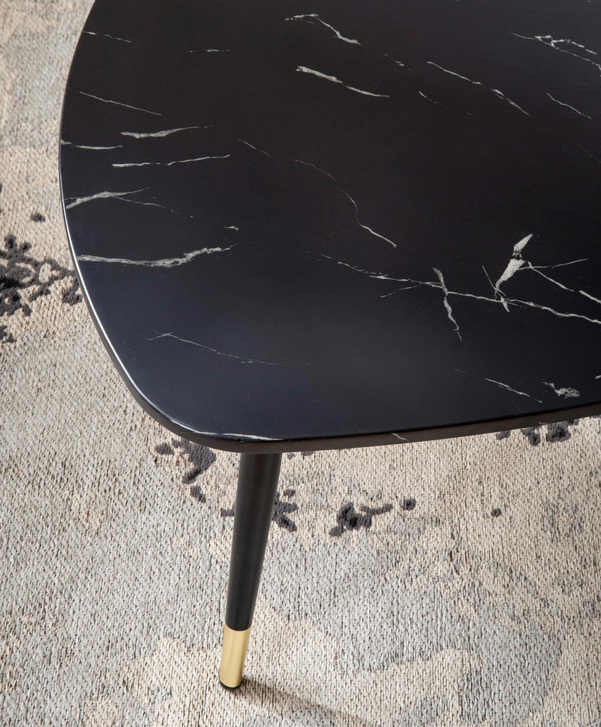 Couchtisch Marmoroptik Schwarz L: 90 Cm - Goldfarben/Schwarz, Design, Holzwerkstoff/Metall (90/60/41cm) - MID.YOU