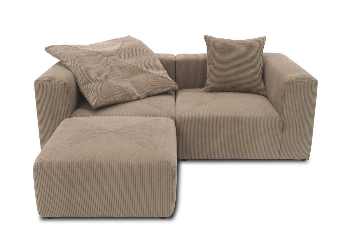 Ecksofa Schlammfarben B: 216 Cm - Schlammfarben/Schwarz, Design, Textil (216/69/193cm) - MID.YOU