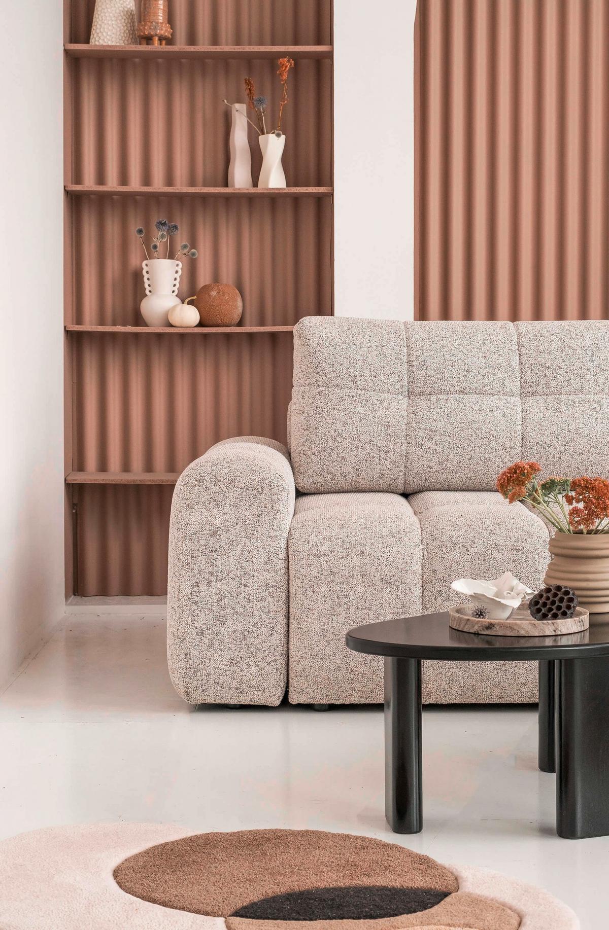 Ecksofa Lulu Taupe S: 268x184cm - Taupe/Schwarz, Design, Textil (268/184cm) - MID.YOU