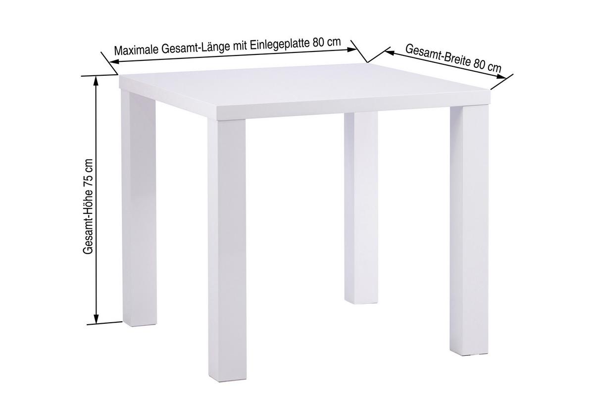 Esstisch Blake Hochglanz Weiß, B: 80 cm - Weiß Hochglanz, KONVENTIONELL, Holzwerkstoff (80/75/80cm) - P & B