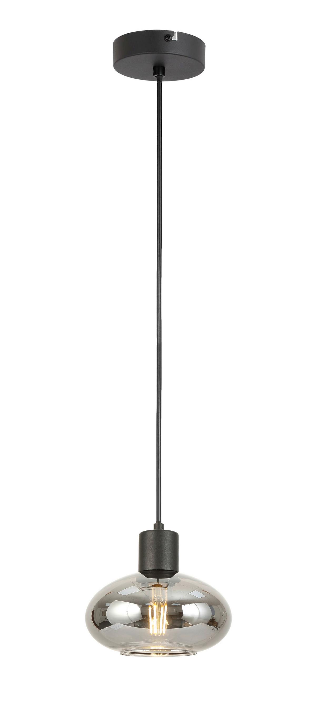 ZÁVĚSNÉ SVÍTIDLO TIPO - černá, Moderní, kov/sklo (18/120cm) - Mömax