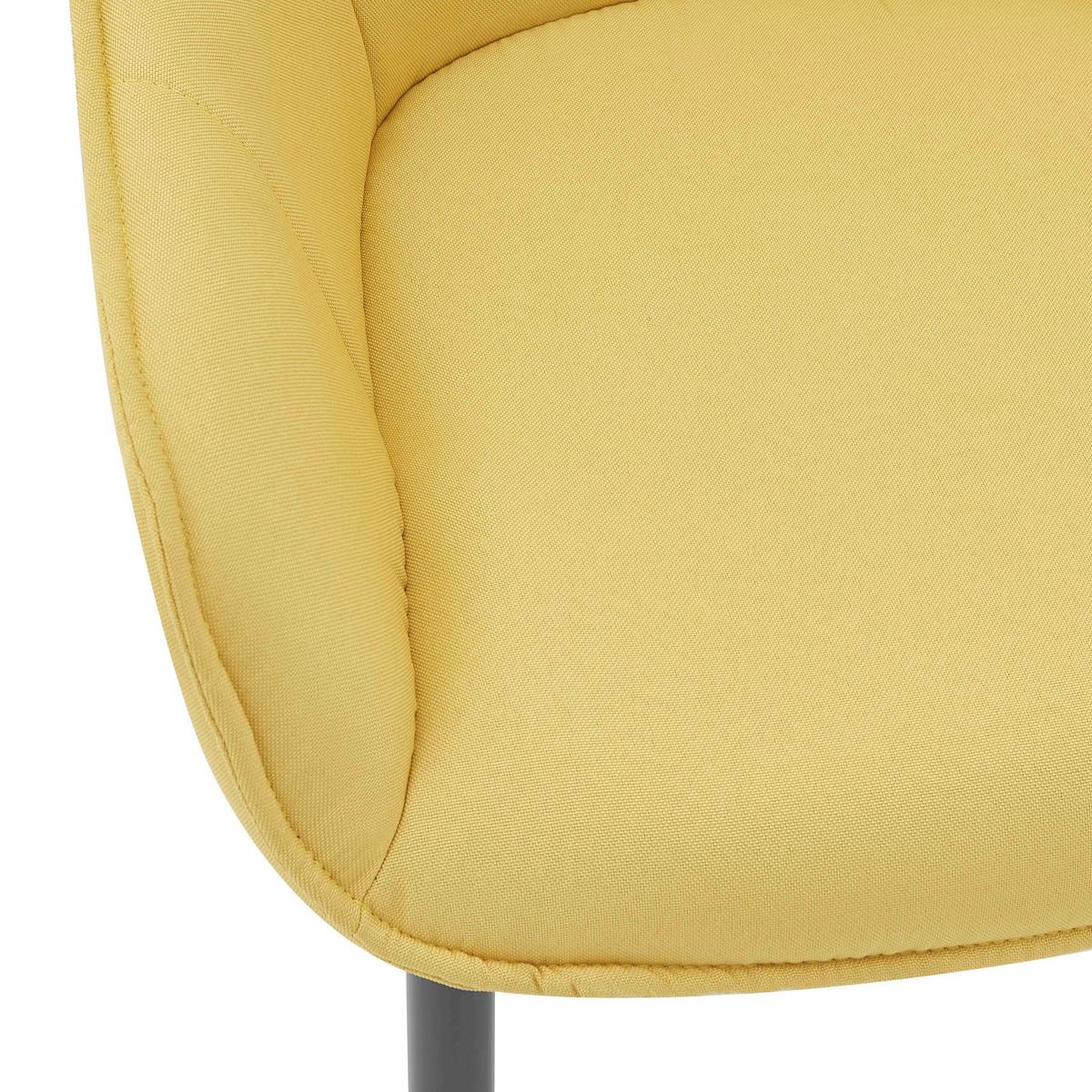 Armlehnstuhl Leinen Gelb, B: 55cm - Gelb/Schwarz, Design, Textil/Metall (55/86/46cm) - Livetastic