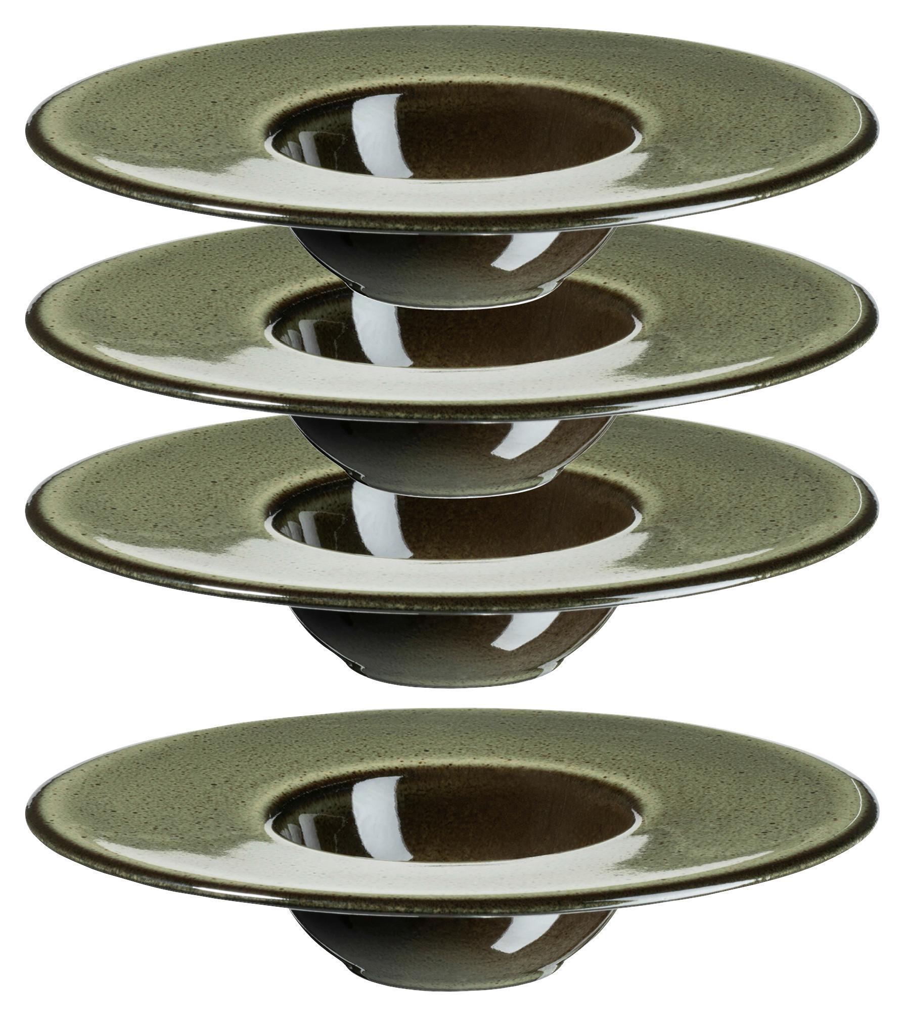 Tellerset Ambitious Grün/Schwarz, 4-teilig - Schwarz/Grün, Trend, Keramik (19cm) - Mäser