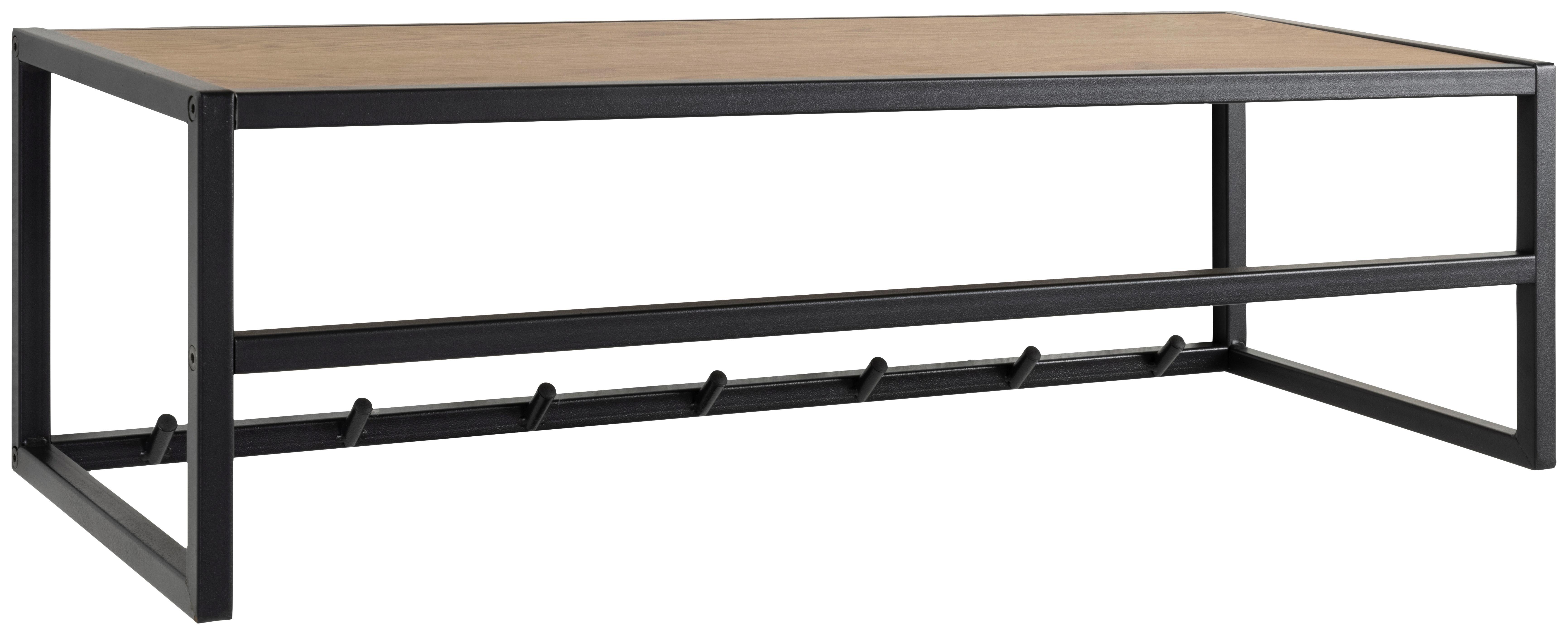 Garderobenpaneel Seaford Schwarz mit Hutablage B: 77 cm - Wildeiche/Schwarz, Trend, Holzwerkstoff/Metall (77/28/22cm) - MID.YOU