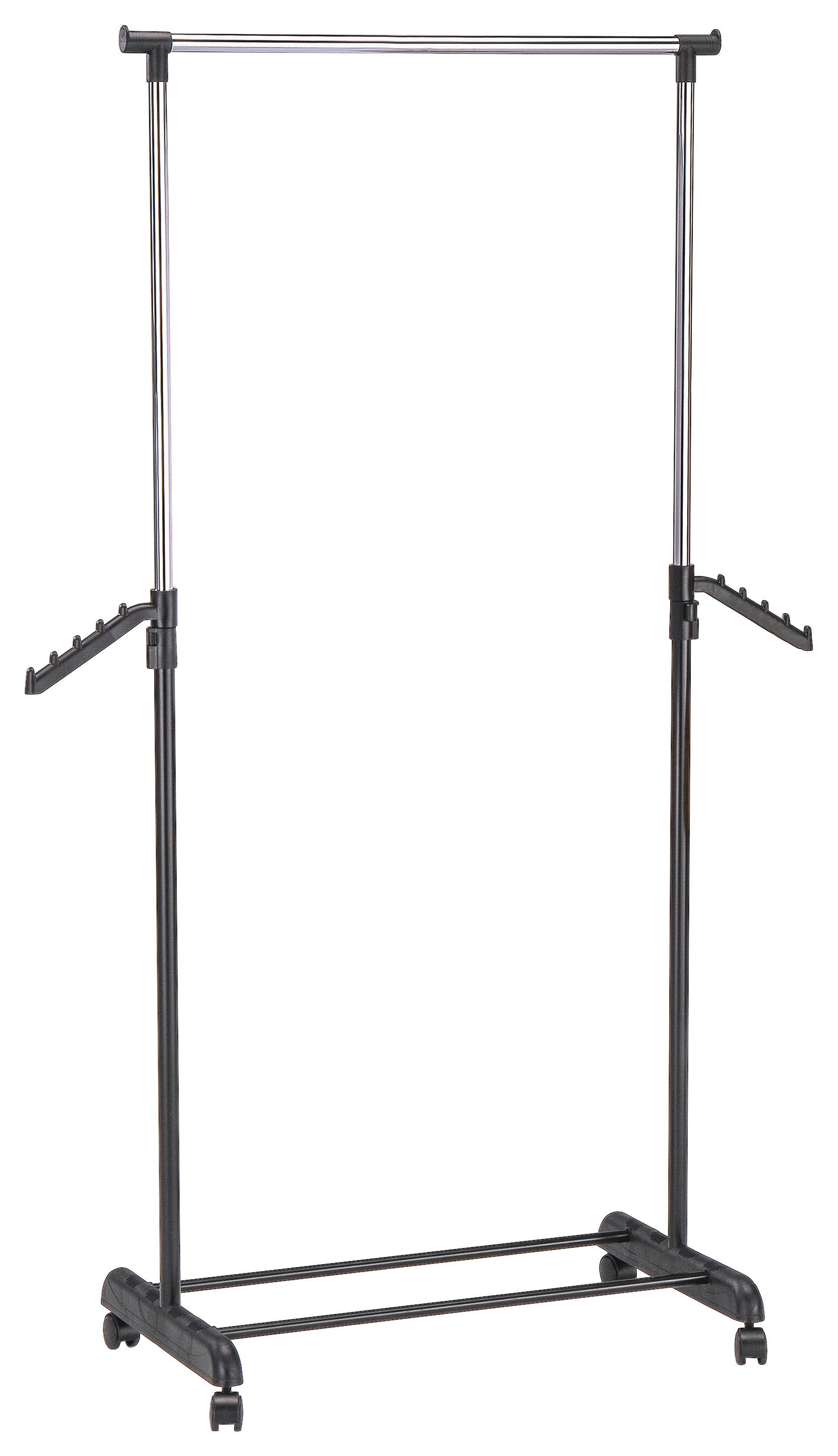 POJÍZDNÝ ŠATNÍ STOJAN MIKE - černá/barvy chromu, Konvenční, kov/plast (80/99-179/40cm) - Based