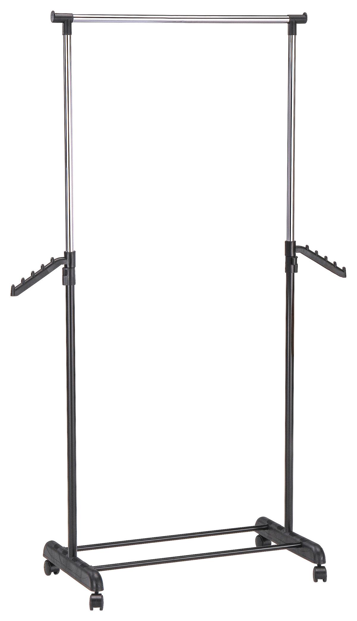 POJÍZDNÝ ŠATNÍ STOJAN MIKE - černá/barvy chromu, Konvenční, kov/plast (80/99-179/40cm) - Based