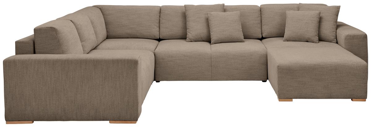 Wohnlandschaft Vouge Braun U: 283x371x208 Cm - Buchefarben/Schwarz, KONVENTIONELL, Textil (283/371/208cm) - Livetastic