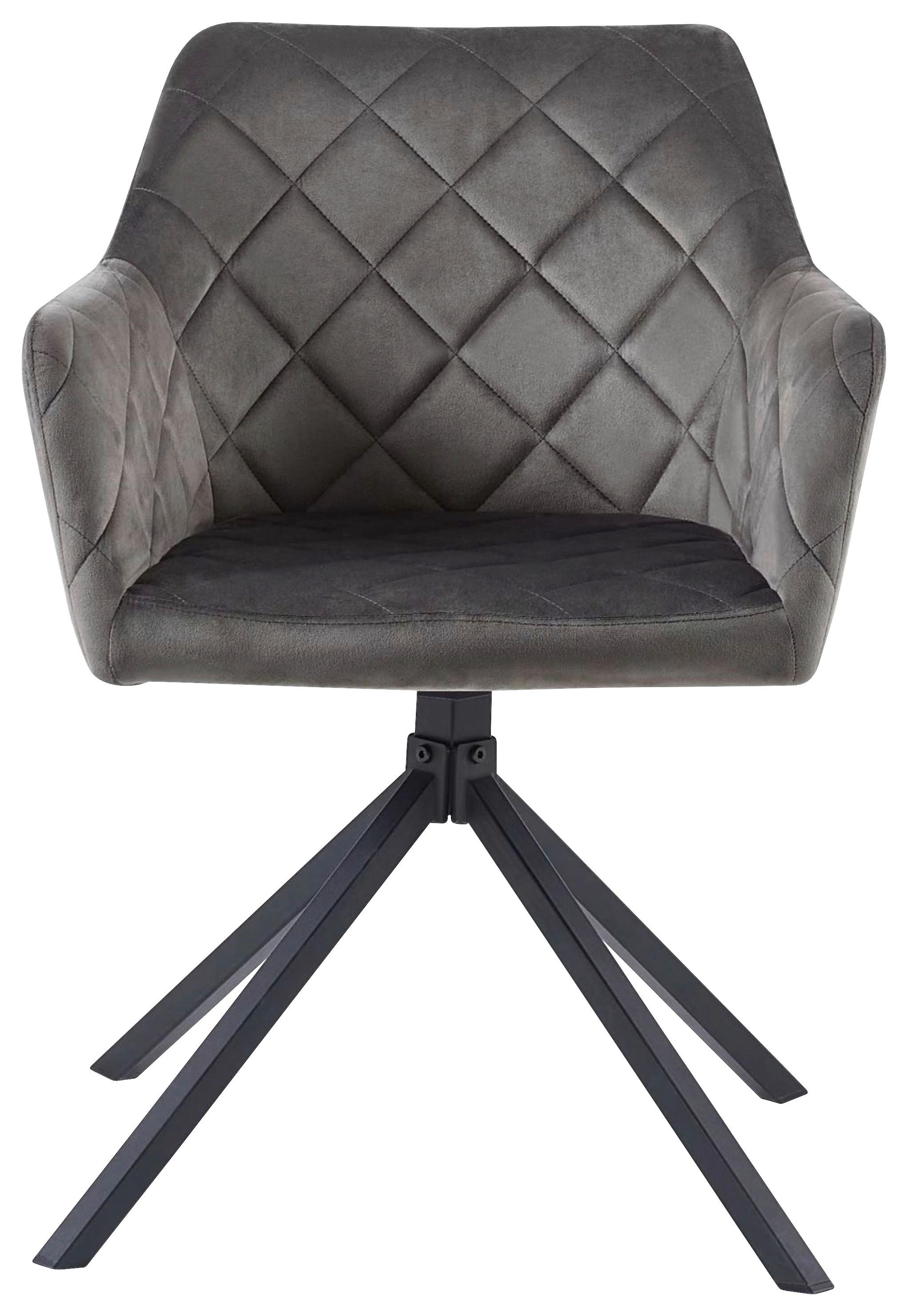 Vierfußstuhl Patti Grau/Schwarz, Gepolstert - Schwarz/Grau, KONVENTIONELL, Textil/Metall (56/81/60,5cm)