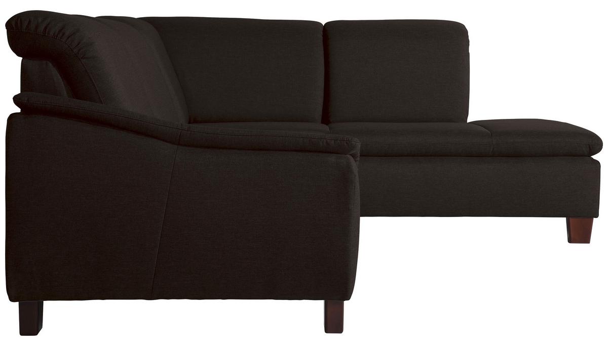 Ecksofa Aaron Dunkelbraun Flachgewebe - Dunkelbraun/Nussbaumfarben, Design, Textil (247/187cm) - Max Winzer