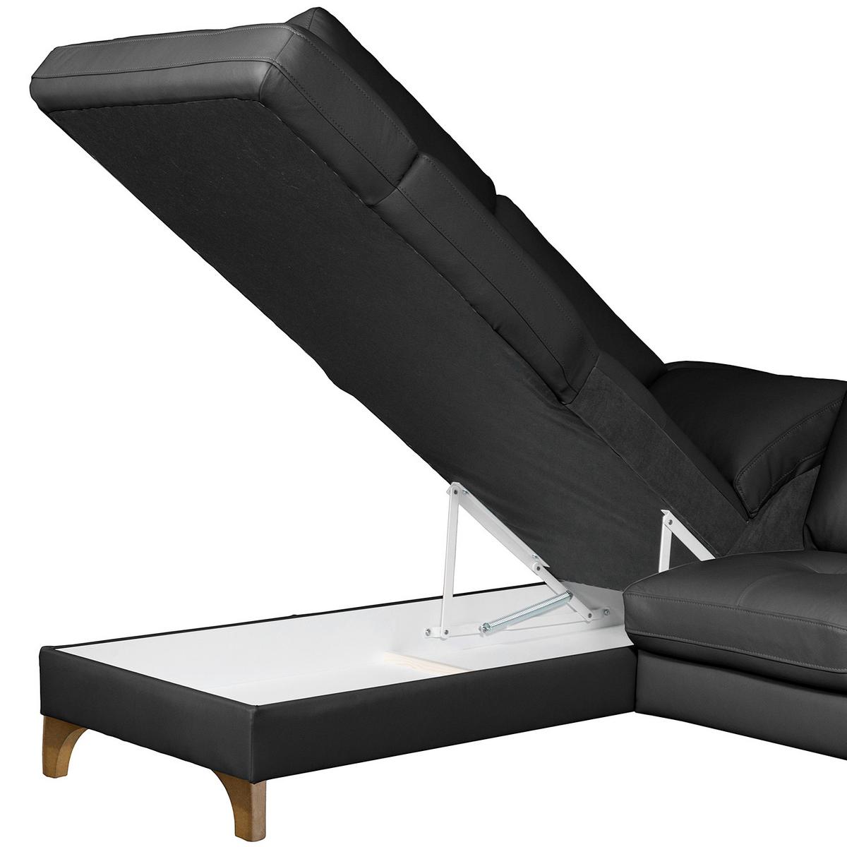 Ecksofa Fargo Schwarz B: 190x234 Cm - Buchefarben/Schwarz, Design, Leder/Textil (190/234cm) - Livetastic