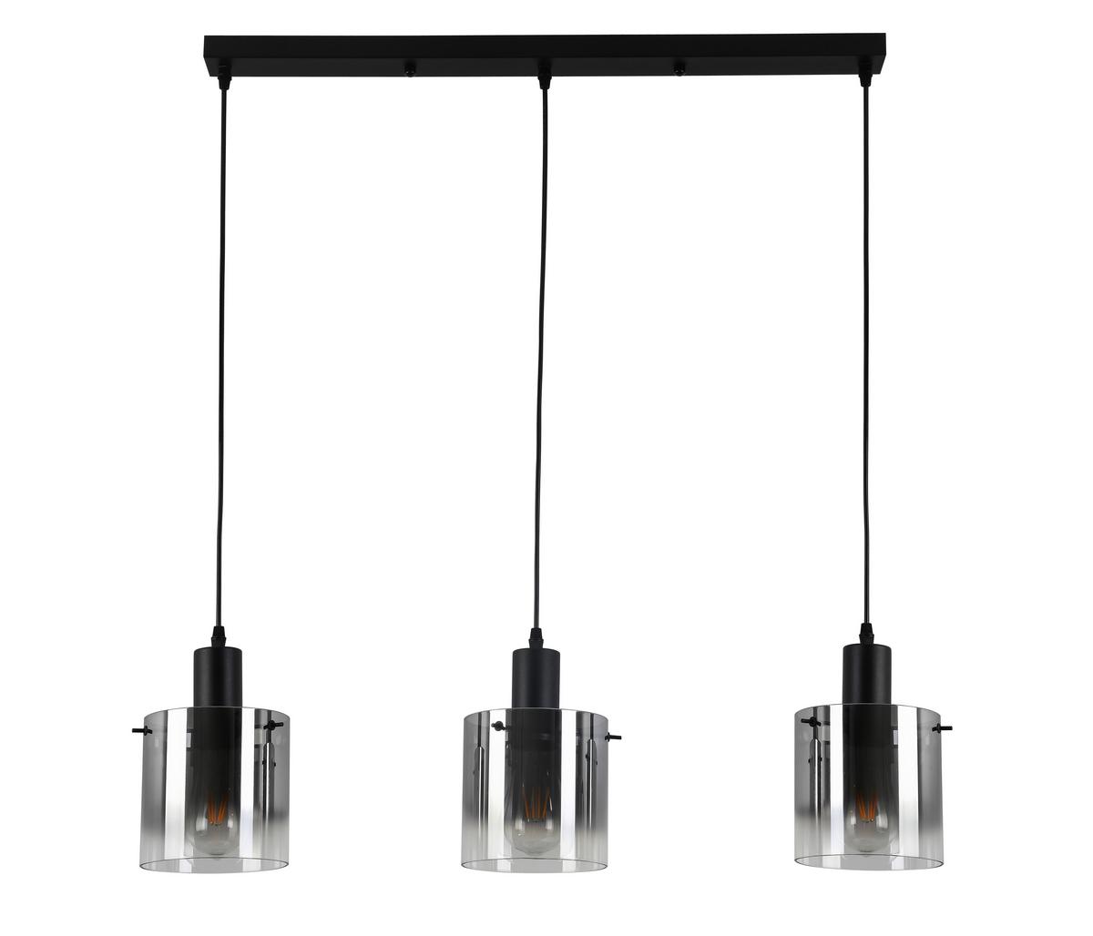 Hängeleuchte Smara H: 120 Cm 3-Flammig - Chromfarben/Schwarz, ROMANTIK / LANDHAUS, Glas/Kunststoff (80/15/120cm) - James Wood