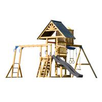 Spielturm Mit Rutsche Grau - Anthrazit/Braun, Basics, Holz/Kunststoff (482/500/338cm) - Ambia Garden