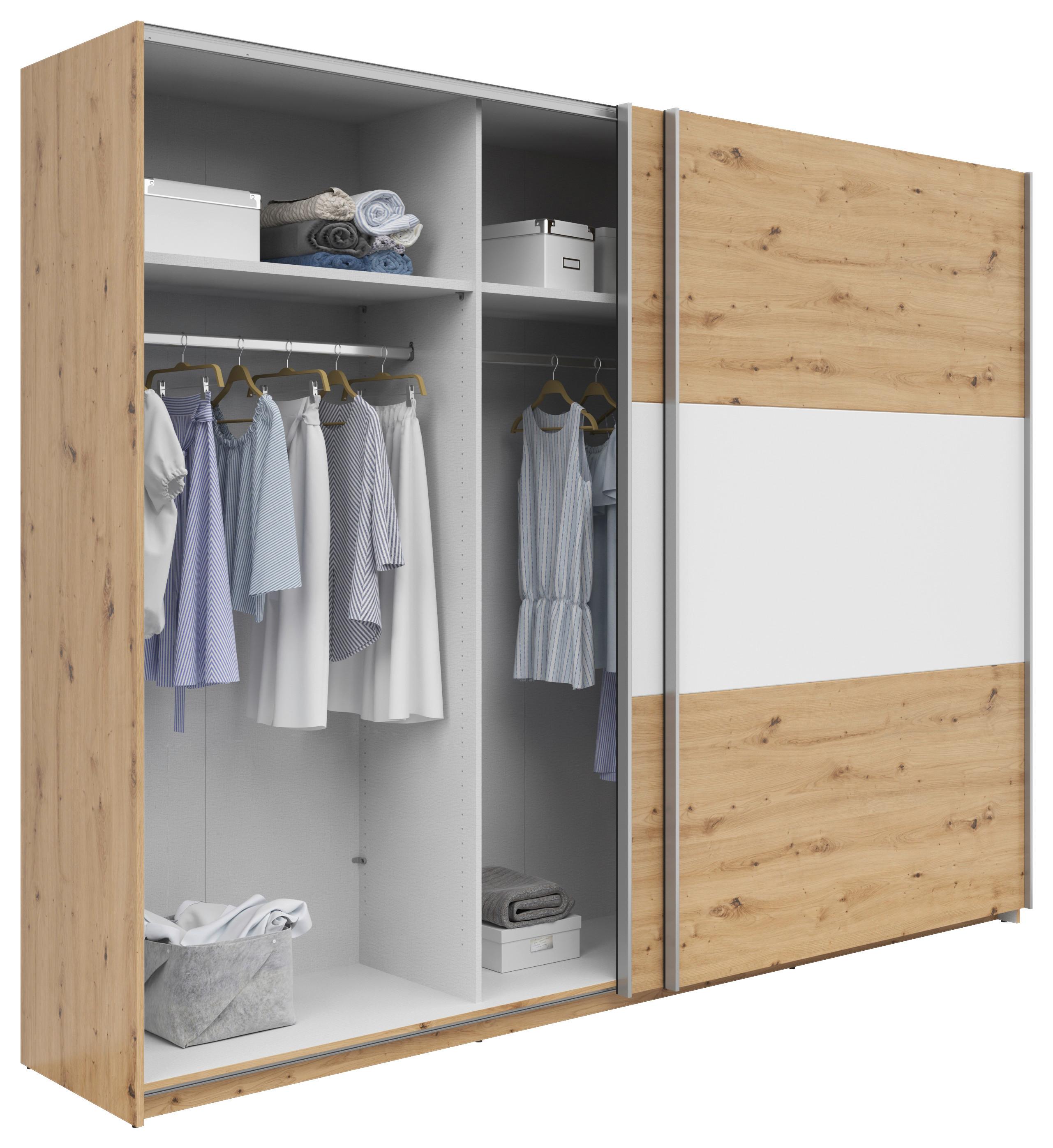 Schwebetürenschrank B: 270 cm Artisan Eiche / Weiß - Weiß/Eiche Artisan, KONVENTIONELL, Holzwerkstoff (270/210/59cm)