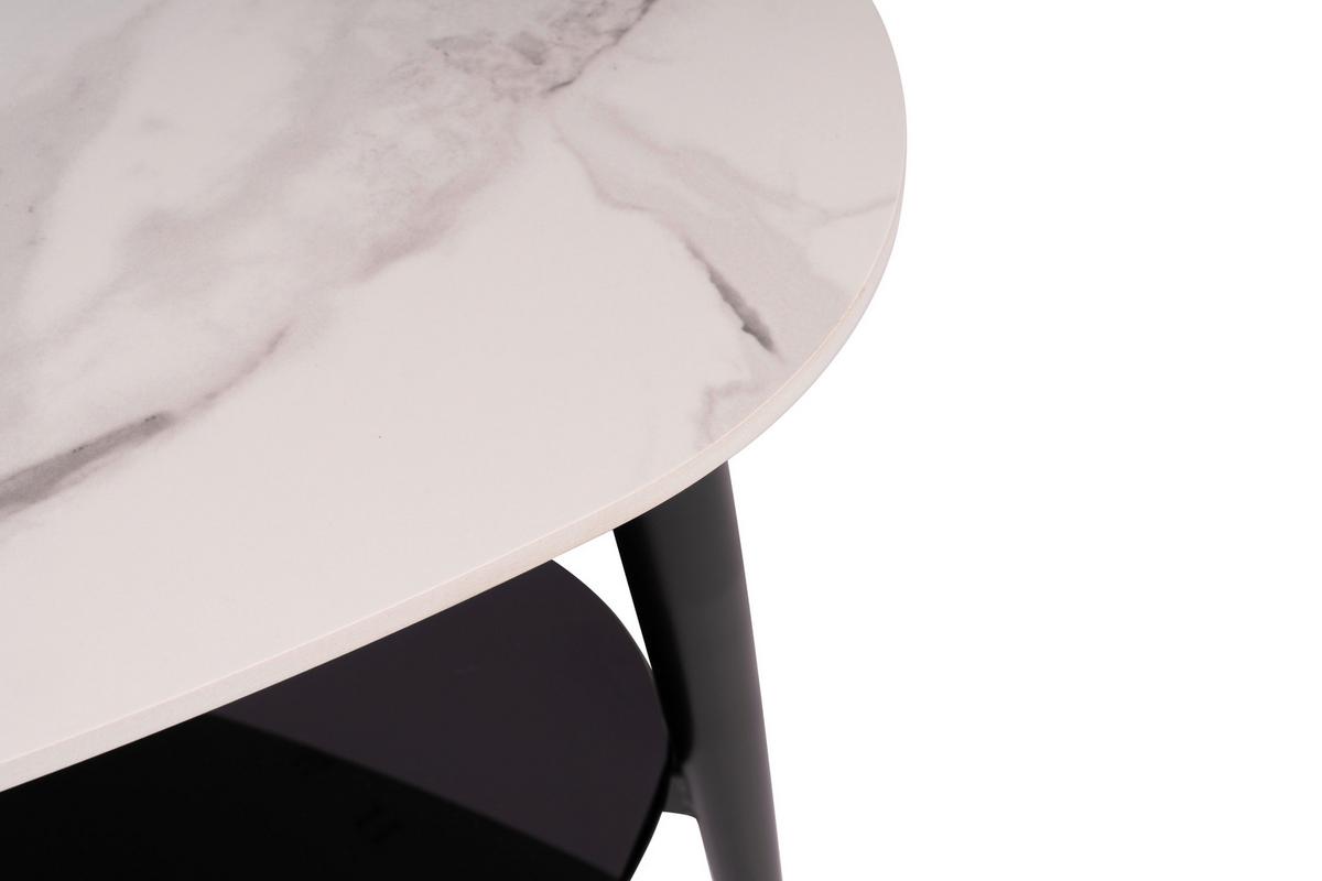 Couchtisch mit Ablageplatte Stone Weiß - Schwarz/Weiß, MODERN, Glas/Keramik (90/41/57cm)