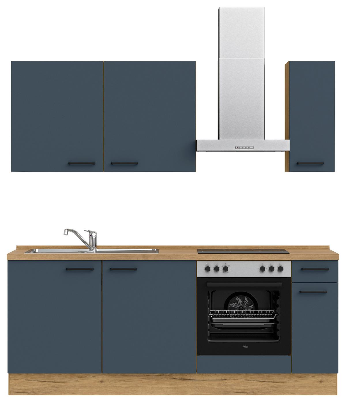 Küchenleerblock Easytouch Low-Line, L5 Rechts - Blau/Eichefarben, MODERN, Holzwerkstoff (210cm) - Nobilia