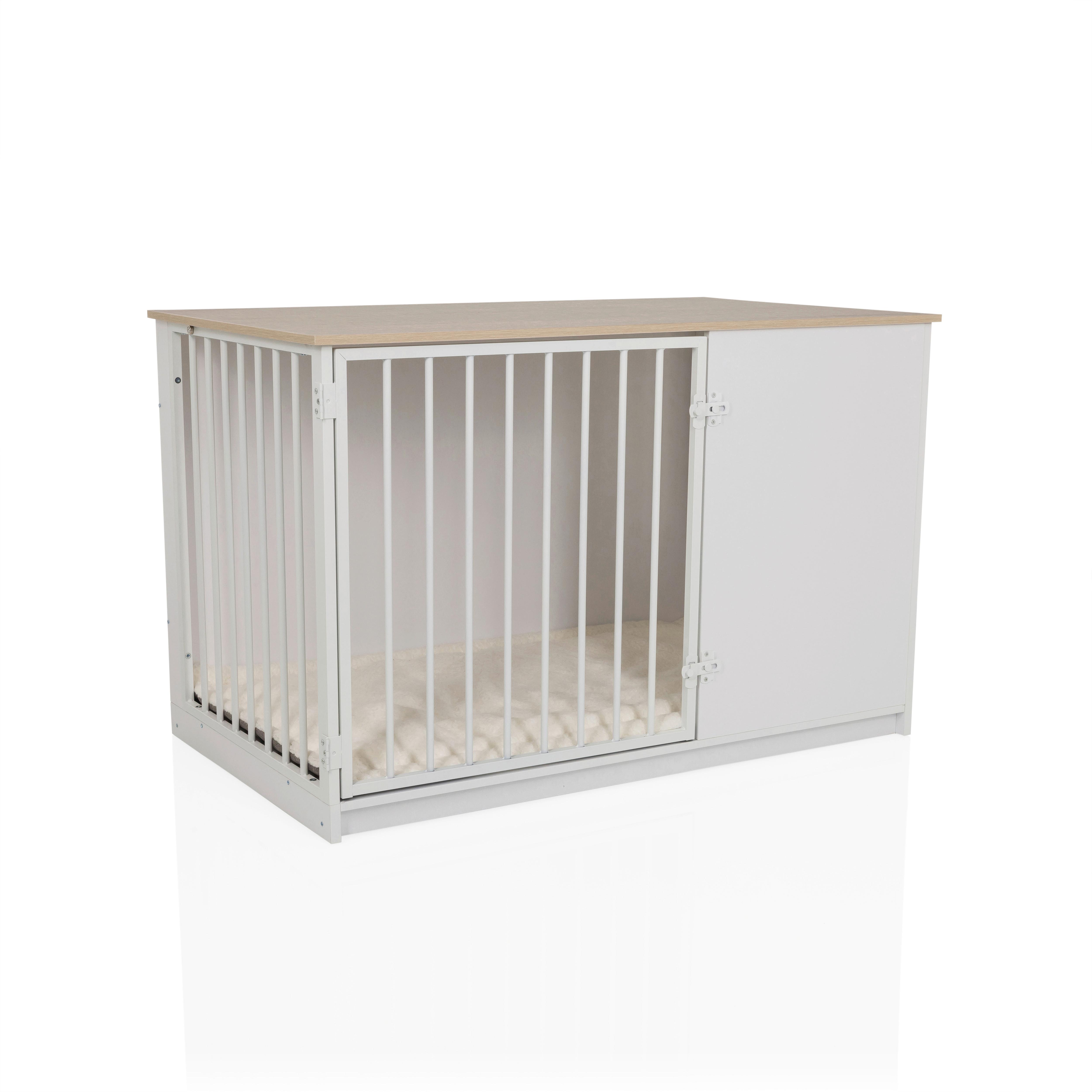 Tierhaus Pawhome Weiß/Eichefarben B: 60cm - Eichefarben/Weiß, MODERN, Holzwerkstoff (60/65,5/102cm) - MID.YOU