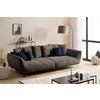 Bigsofa Triton Braun B: 311 cm - Schwarz/Dunkelblau, Design, Textil (311/95/130cm) - Livetastic