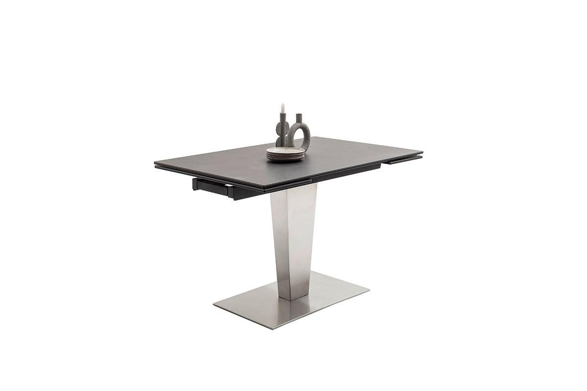 Ausziehtisch Pesaro 120-180x76x80cm Anthrazit - Edelstahlfarben/Anthrazit, Trend, Keramik/Metall (120-180/76/80cm)