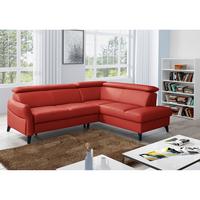 Ecksofa Note New Teilleder Rot 244x199 - Rot/Schwarz, Design, Leder/Textil (244/199cm) - Livetastic