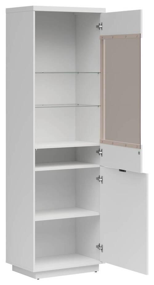 Vitrine Forn Glass-Door Cabinet - Weiß Hochglanz/Schwarz, Design, Glas/Holzwerkstoff (64/200,5/42,5cm)