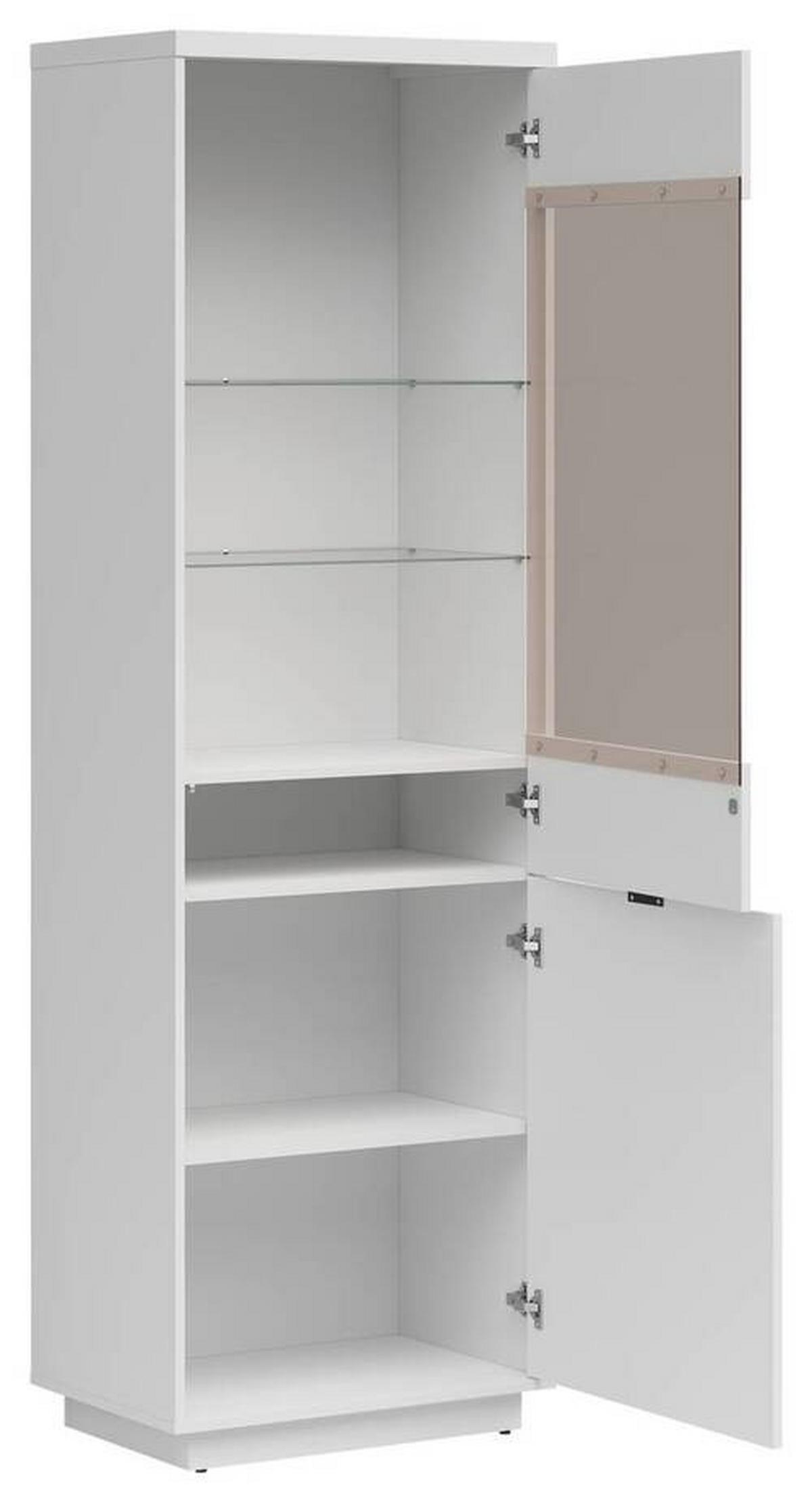 Vitrine Forn Glass-Door Cabinet - Weiß Hochglanz/Schwarz, Design, Glas/Holzwerkstoff (64/200,5/42,5cm)