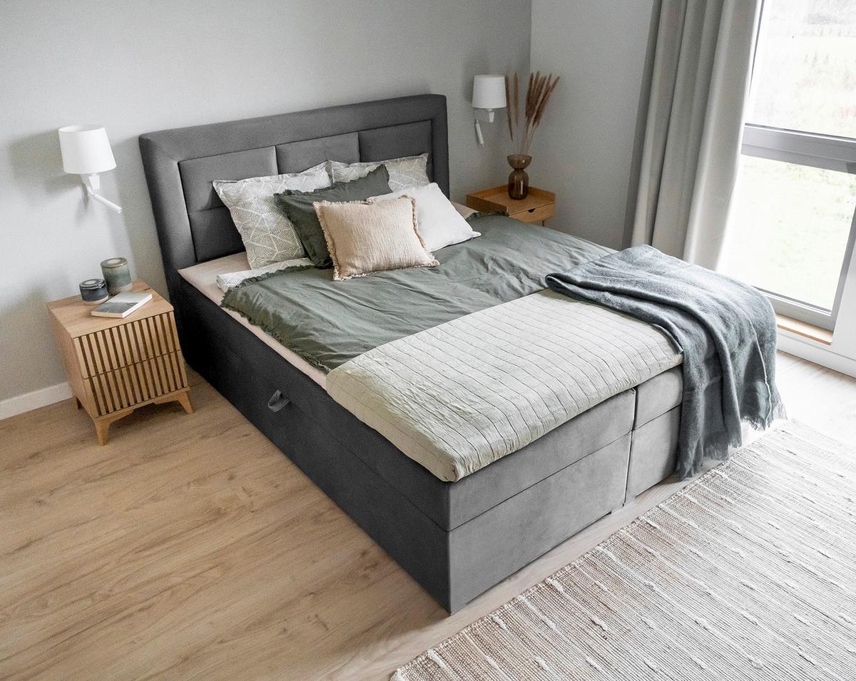 Boxbett Vivre Grau Lf: 180x200 cm - Silberfarben/Grau, MODERN, Holz/Textil (180/200cm) - MID.YOU