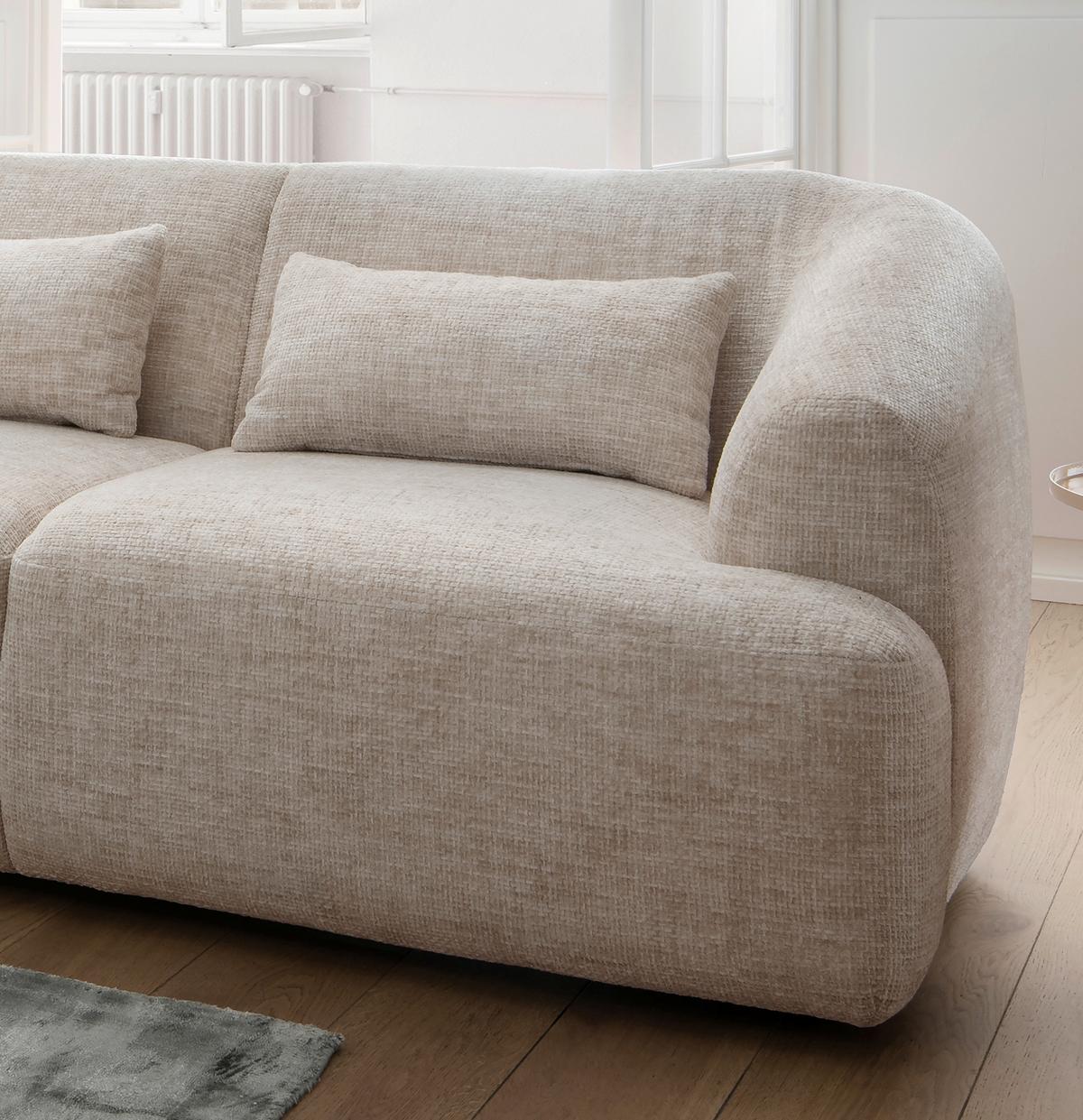 Ecksofa Caponi, Creme S: 160x256 Cm - Creme/Schwarz, MODERN, Textil (160/256cm) - Livetastic