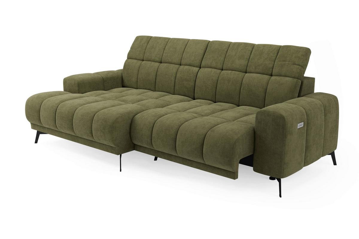 Rohová sedačka LAYA, levá, olivově zelená tkanina MEMPHIS - olivově zelená, Moderní, textil (155/250cm) - Premium Living