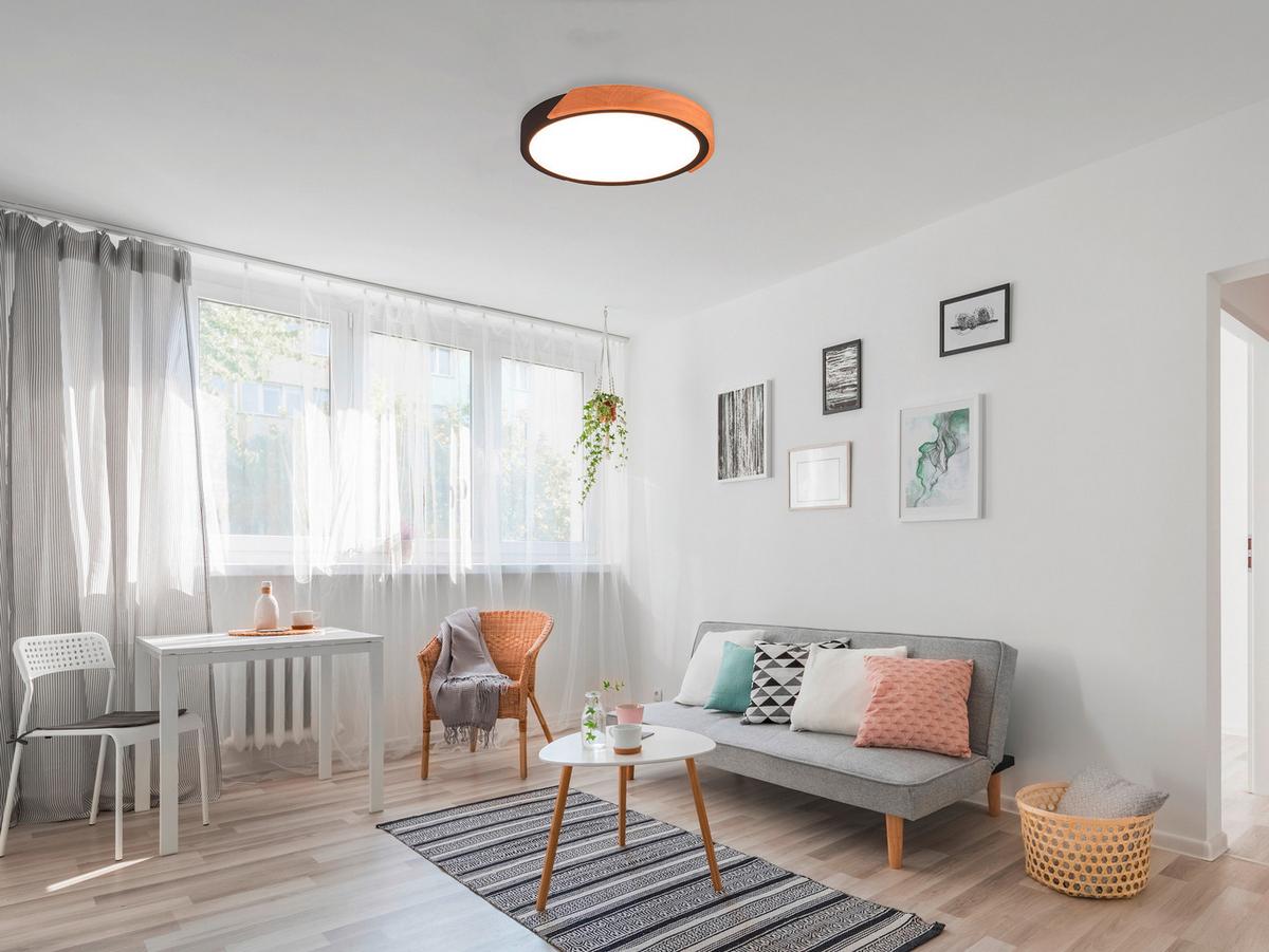 LED-Deckenleuchte R67201132 Jano - Schwarz/Braun, Basics, Holz/Kunststoff (31,5/3,5cm)