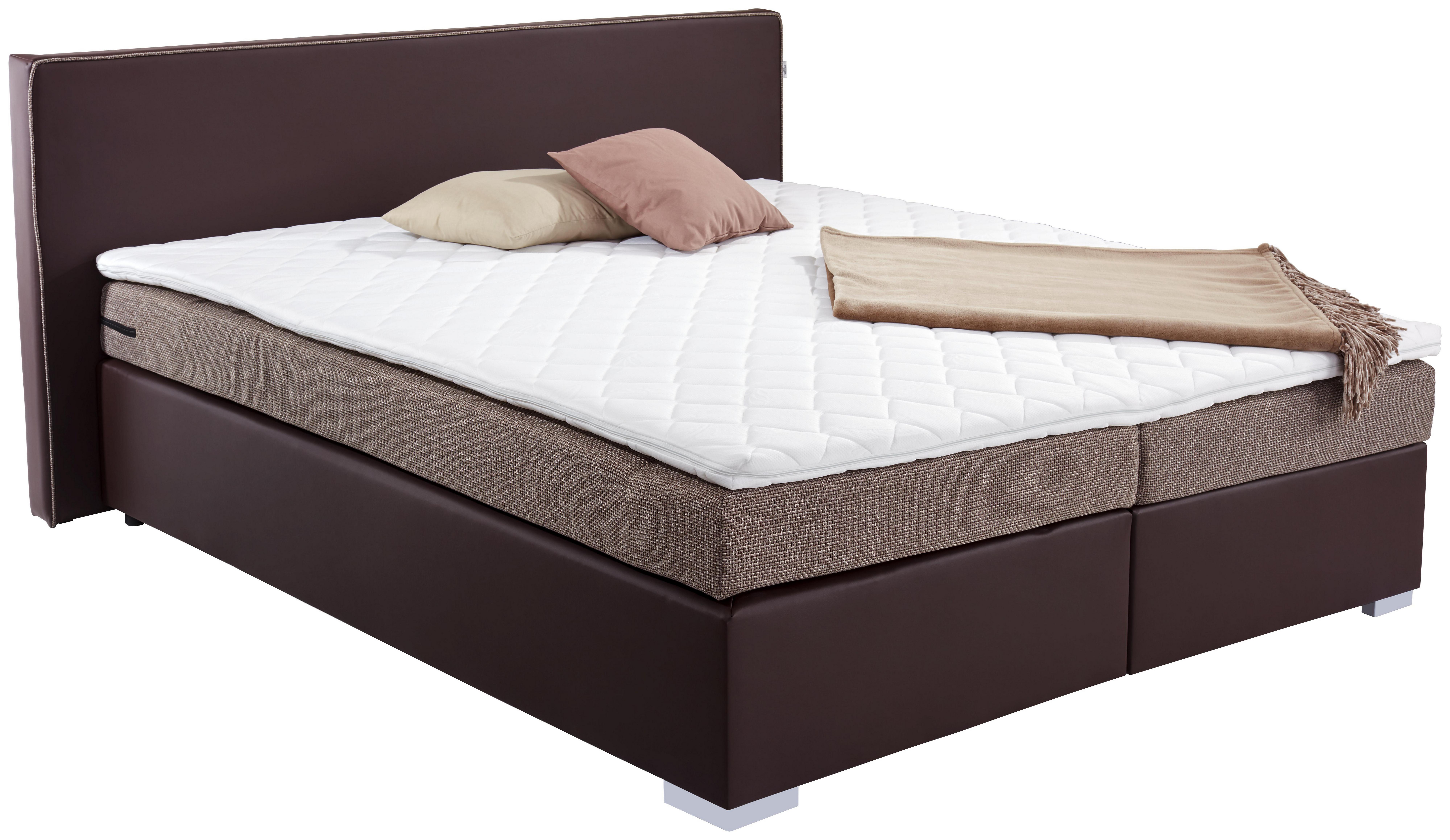 Boxspringbett Riva 180x200 Dunkelbraun - Chromfarben/Dunkelbraun, MODERN, Holz/Holzwerkstoff (180/200cm) - Luca Bessoni
