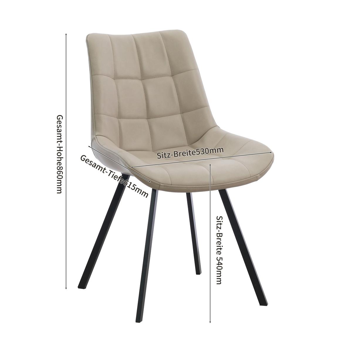 Stuhl Fritz Grau/Schwarz B: 54 cm - Schwarz/Grau, MODERN, Textil/Metall (54/86/62cm) - MID.YOU