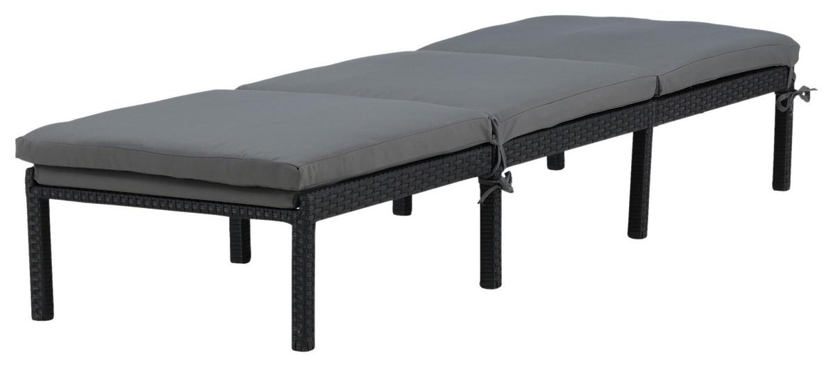 Sonnenliege Bilbao Kunststoffgeflecht - Schwarz, KONVENTIONELL, Kunststoff (59/84/198cm) - Gardenson