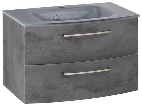 Waschbecken mit Unterschrank Stockholm B: 80cm Grau Dekor - Grau, KONVENTIONELL, Glas/Holzwerkstoff (80cm) - Held