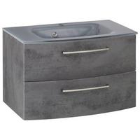 Waschbecken mit Unterschrank Stockholm B: 80cm Grau Dekor - Grau, KONVENTIONELL, Glas/Holzwerkstoff (80cm) - Held