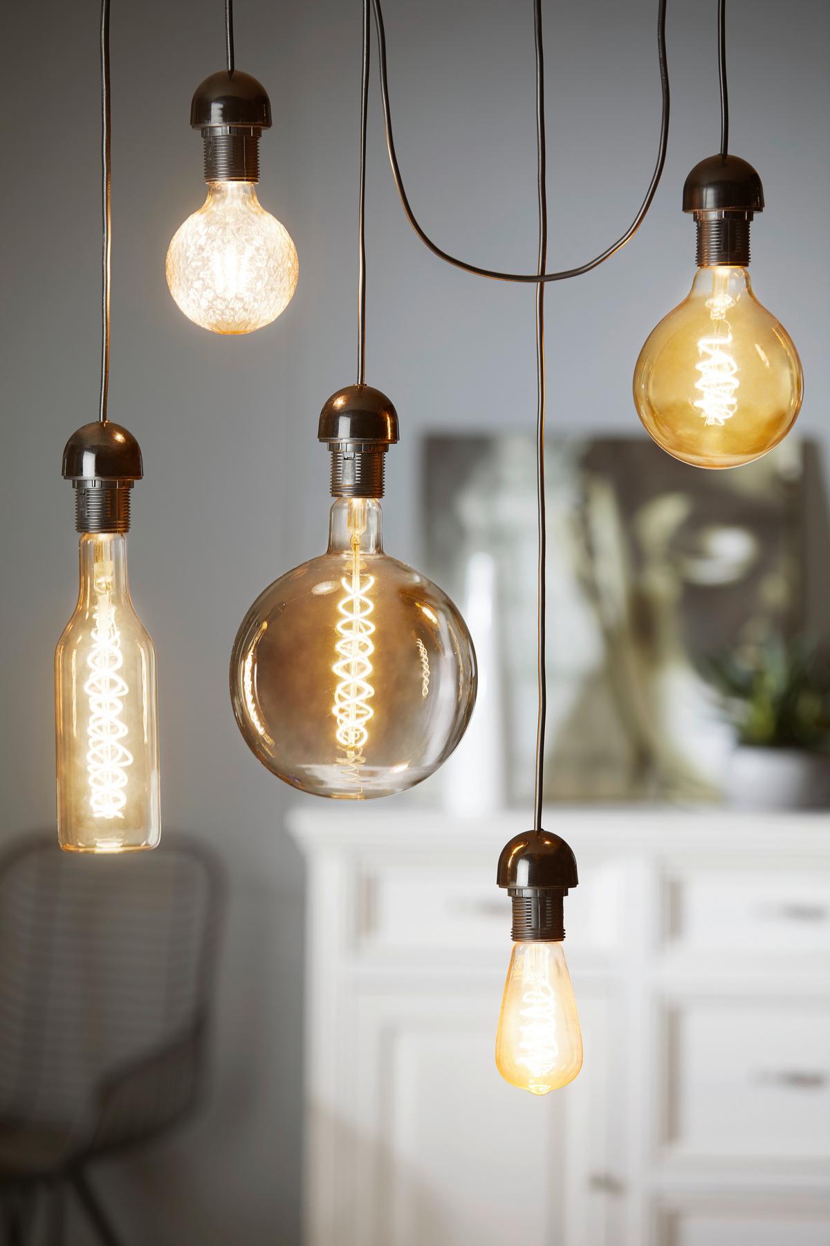 LED dekorační žárovka Diy, E27, 6 Watt - jantarové barvy, Moderní, kov/sklo (7,5/7,5/24,5cm)