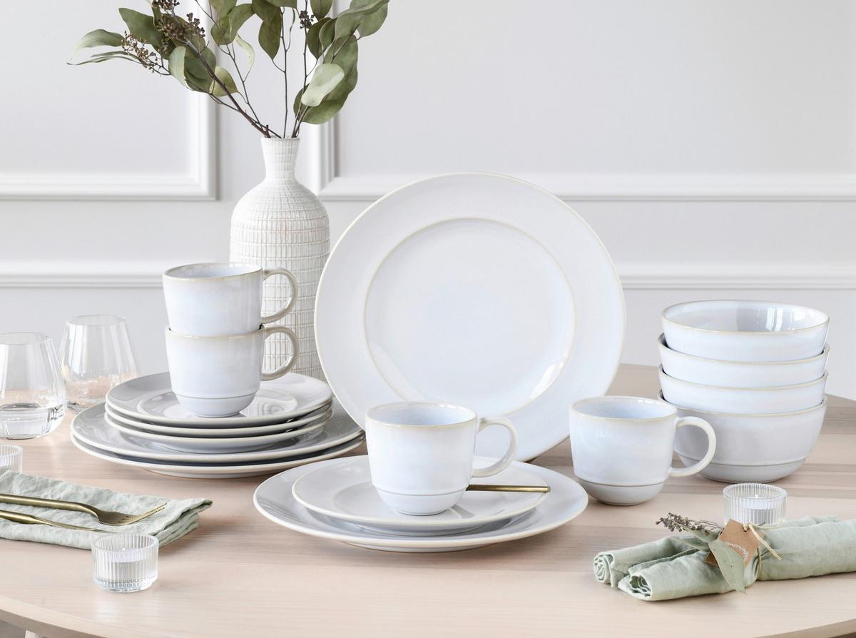 Kombinovaný servis Antique,16 dielny pre 4 osoby - biela, Basics, keramika - Creatable