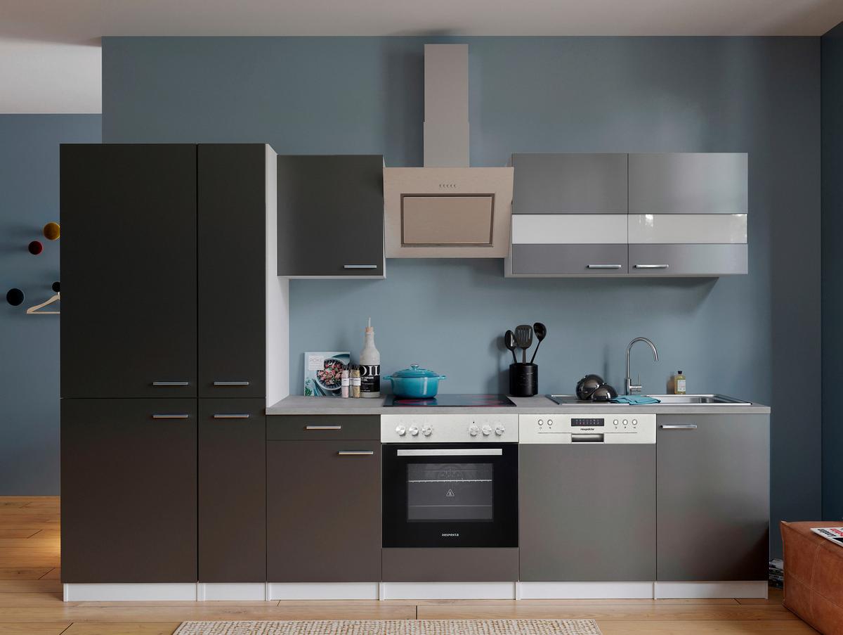 Küchenblock Malia Küchenblock 310 cm - Graphitfarben/Weiß, Basics, Holzwerkstoff (310cm) - Respekta