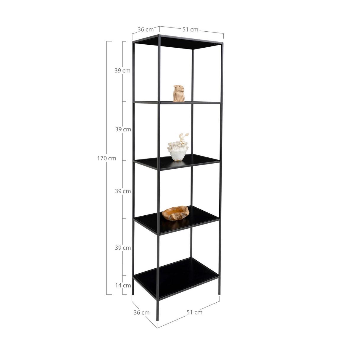 REGAL Vita, Schwarz B: 51 cm - Schwarz, Design, Holzwerkstoff/Metall (51/170/36cm) - MID.YOU