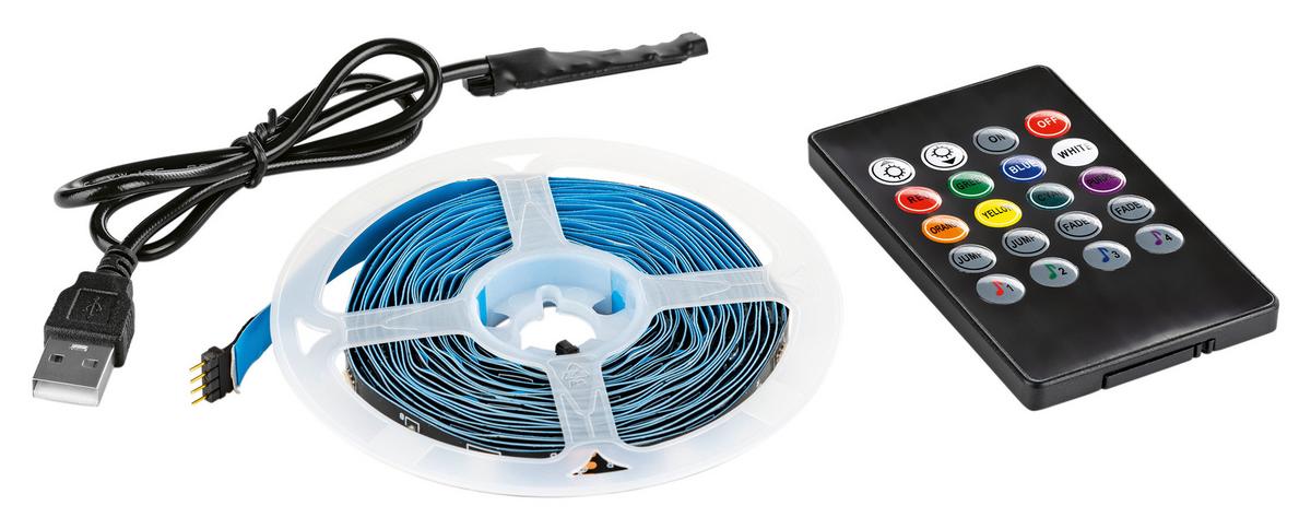 Led-streifen Easymaxx Rgb L: 4,5m Fernbedienung, Dimmbar - Blau/Gelb, Kunststoff (450cm)