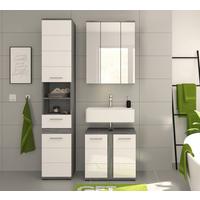 Badezimmer Blake Weiß Hg B: 105 Cm - Weiß Hochglanz/Schwarz, MODERN, Glas/Holzwerkstoff (105cm) - MID.YOU