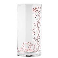 Vase Valentin Zylindrisch Glas H: 20 Cm - Klar/Rot, Design, Glas (12/20cm) - Luca Bessoni