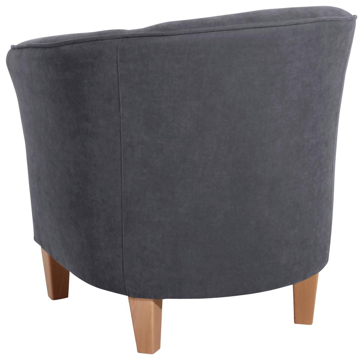 Polstersessel mit Armlehnen Livia Velours Anthrazit - Anthrazit/Buchefarben, MODERN, Textil (70/74/70cm) - Max Winzer