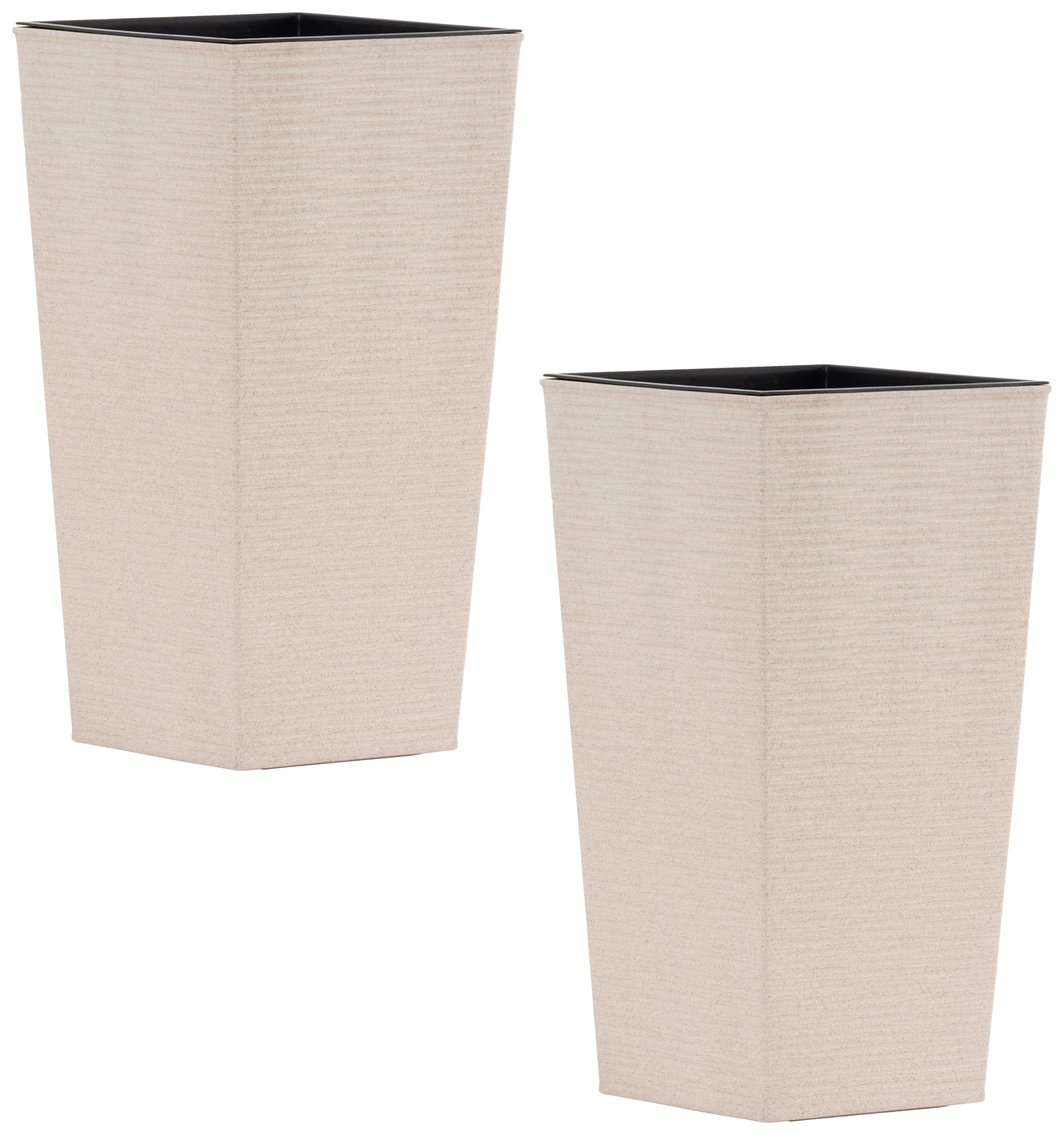 Übertopf-Set Eco Nizza 2-teilig, Creme - Creme, Basics, Kunststoff (25/46,5/25cm) - Siena Garden
