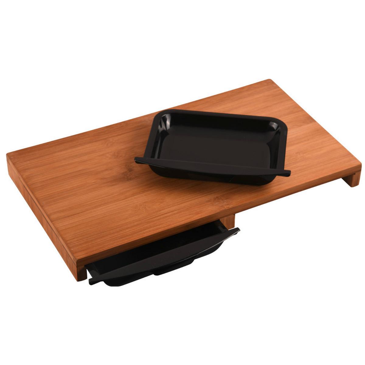 Schneidebrett Mit 2 Auffangwannen - Schwarz/Braun, Basics, Holz/Kunststoff (50/28,5/4,5cm) - Kesper