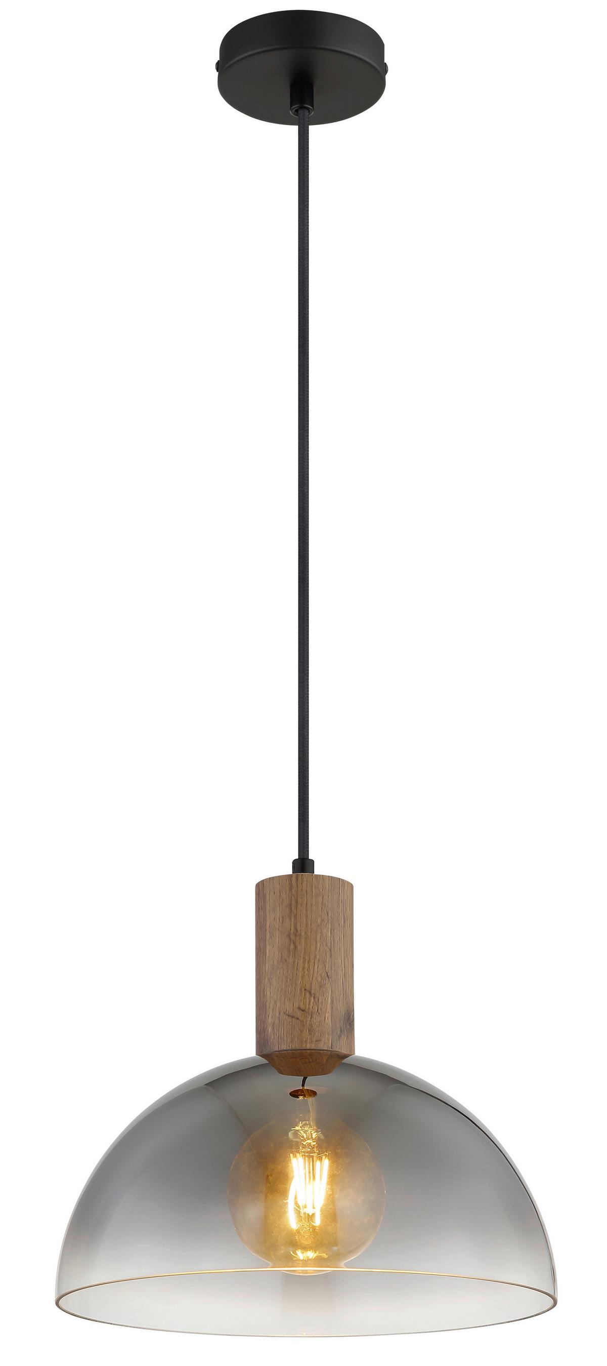 Hängeleuchte Exkl. 1xe24, 60w - Klar/Dunkelbraun, Design, Glas/Holz (30/12cm) - Globo
