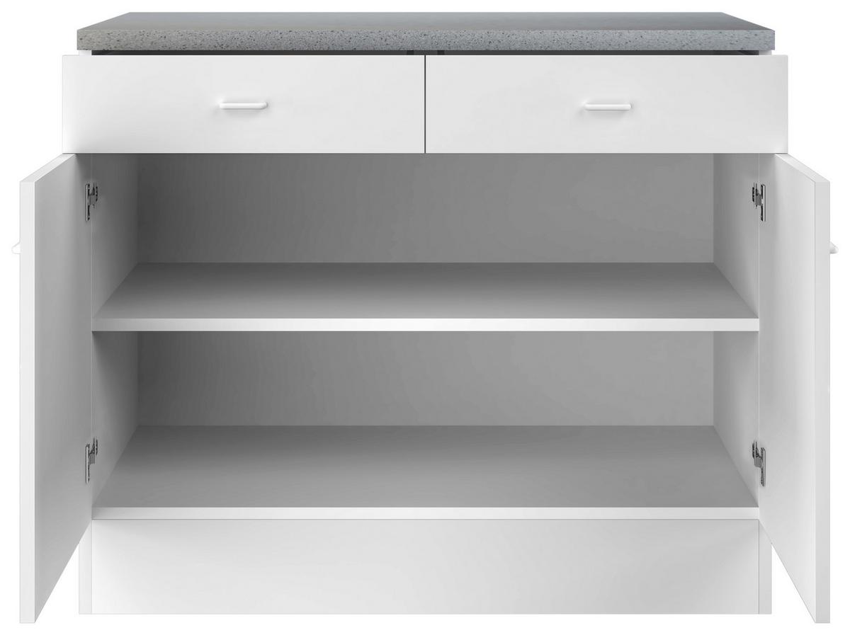 Küchenunterschrank Speed B: 100 cm Weiß mit Laden - Hellgrau/Weiß, KONVENTIONELL, Holzwerkstoff (100/85/50cm)